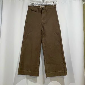 Madewell Khaki Green Emmett Wide-Leg Crop Pants